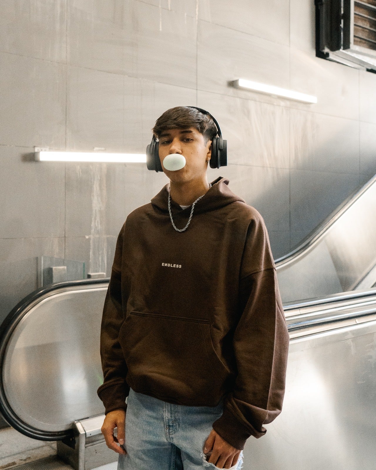 Basic Hoodie "Endless box logo" Café