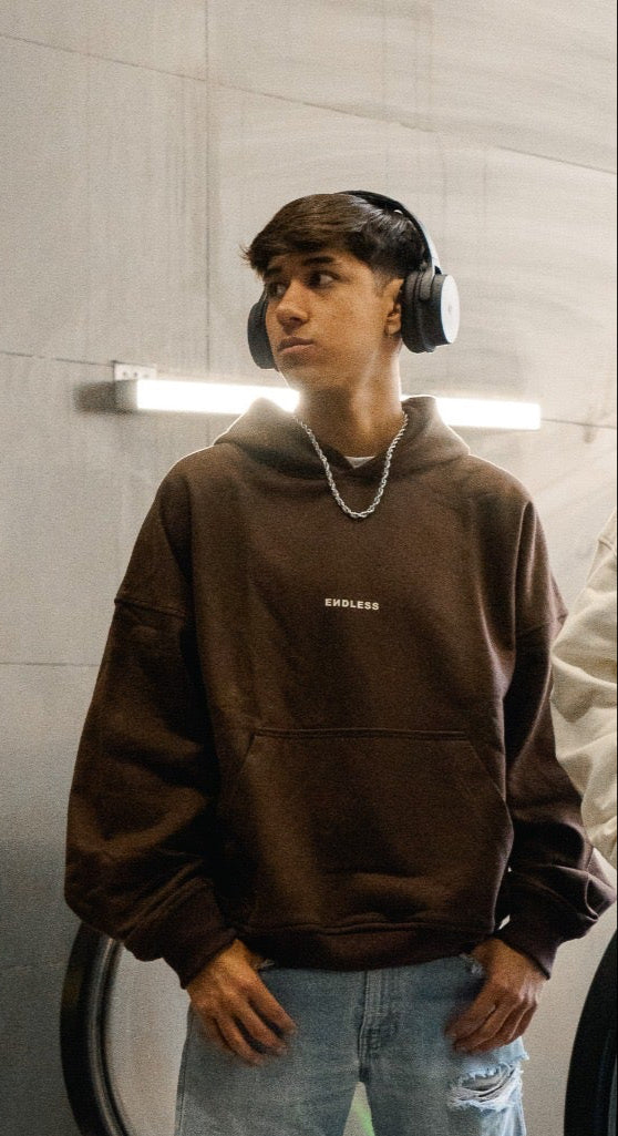 Basic Hoodie "Endless box logo" Café